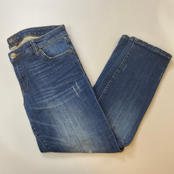 KUT from the Kloth Denim - KUT from the Kloth Reese Ankle Straight Leg Jeans Size 8 Blue Distressed